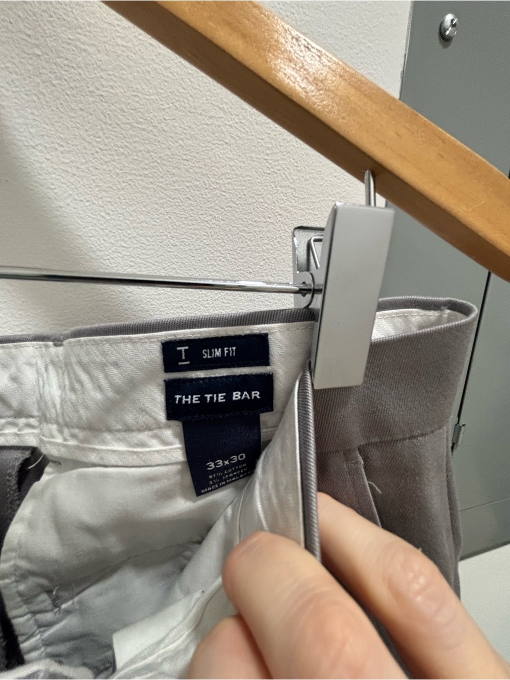 The Tie Bar Slim Fit Pants in Light Gray